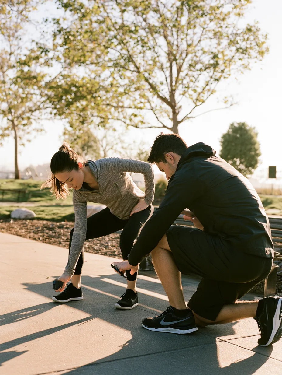 Runner stretching at sunrise in the park, the Allstar Lending budget math settled before the day began